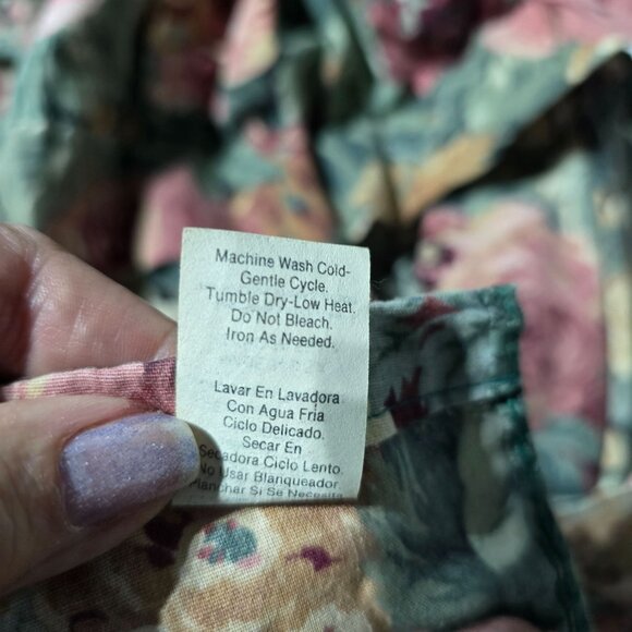 Vtg Priscilla Floral Curtain Swags Wide Ruffle French Country Seafoam Green USA - Picture 5 of 5